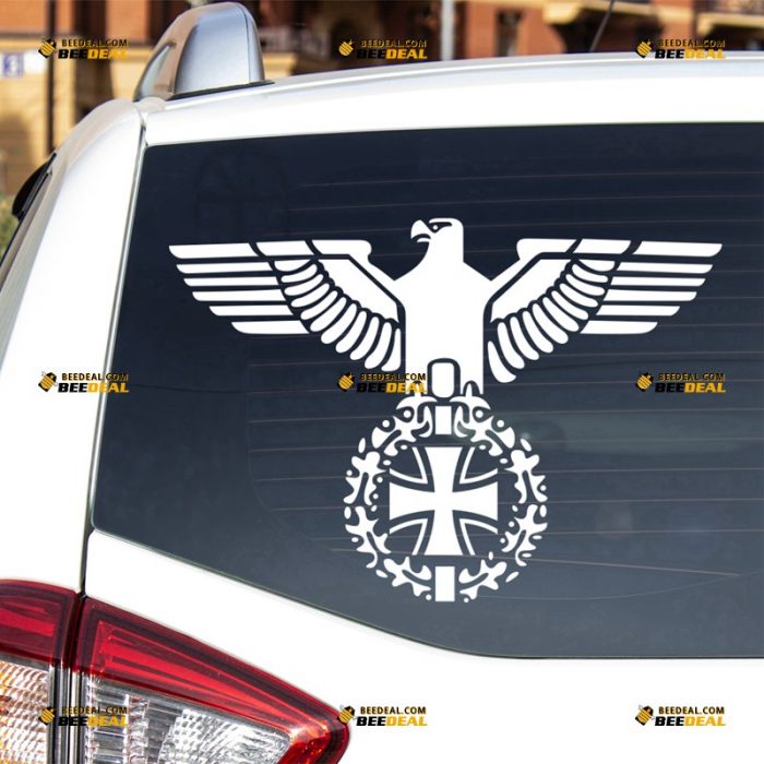 Reichsadler Sticker Decal Vinyl, German Eagle, Coat of Arms of Deutschland, Iron Cross, Eisernes Kreuz, Heraldic Eagle – For Car Truck Bumper Bike Laptop – Custom, Choose Size Color – Die Cut No Background 7131418