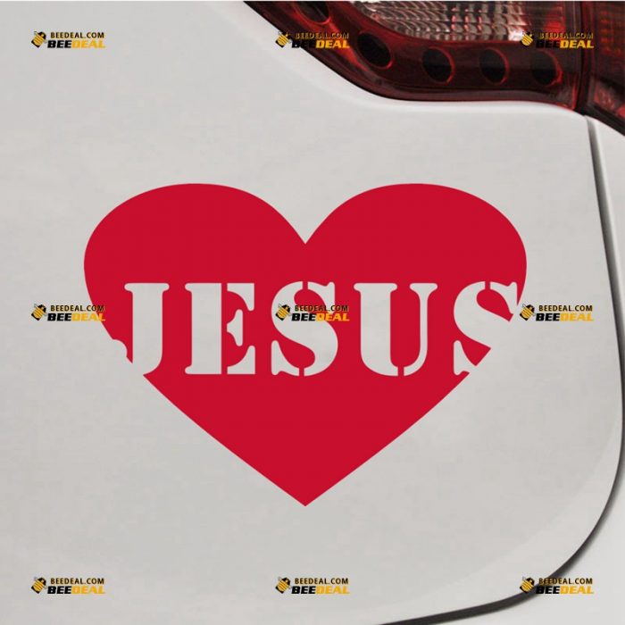 Love Jesus Sticker Decal Vinyl, Heart, God Christ – For Car Truck Bumper Bike Laptop – Custom, Choose Size Color – Die Cut No Background 62931419