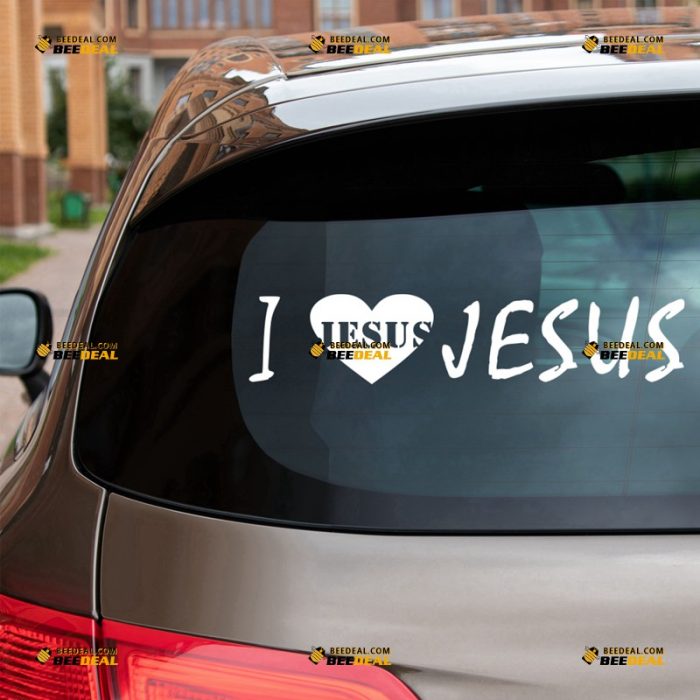 I Love Jesus Sticker Decal Vinyl, Heart Love, God Christ – For Car Truck Bumper Bike Laptop – Custom, Choose Size Color – Die Cut No Background 62931232