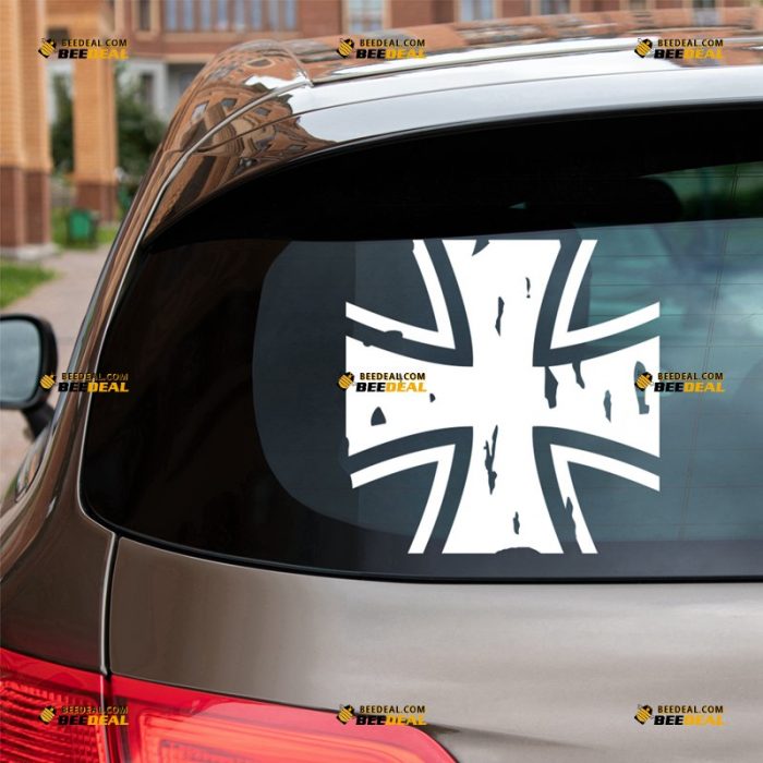 Iron Cross Sticker Decal Vinyl, German Armed Forces, Wehrmacht Balkenkreuz, Distressed Tattered – For Car Truck Bumper Bike Laptop – Custom, Choose Size Color – Die Cut No Background 63032037