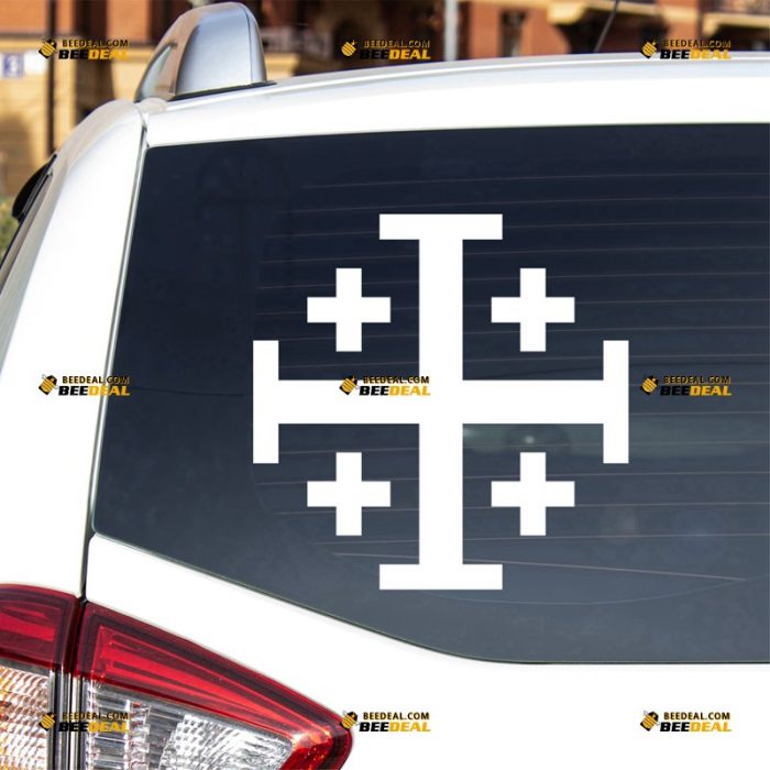 Jerusalem Cross Sticker Decal Vinyl, Crusaders' cross, Five-fold Cross – For Car Truck Bumper Bike Laptop – Custom, Choose Size Color – Die Cut No Background 62931418