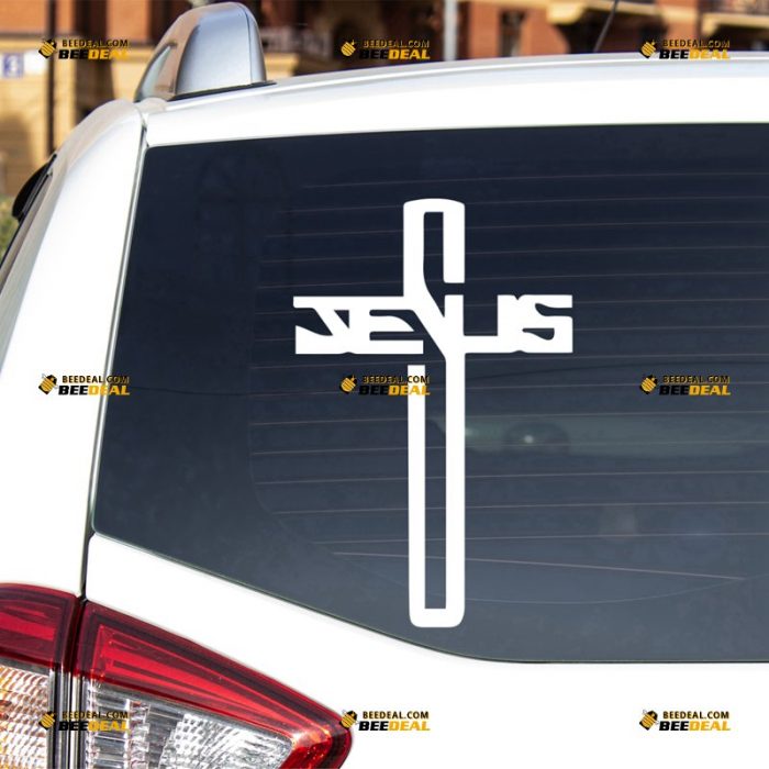 Jesus Cross Sticker Decal Vinyl, Christ God – For Car Truck Bumper Bike Laptop – Custom, Choose Size Color – Die Cut No Background 62931352