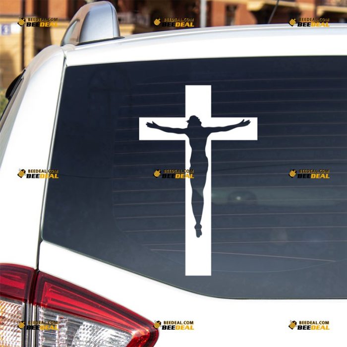 Jesus Cross Sticker Decal Vinyl, God Christ – For Car Truck Bumper Bike Laptop – Custom, Choose Size Color – Die Cut No Background 62931414