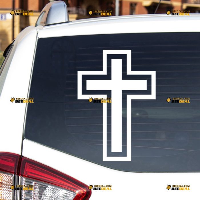 Jesus Cross Sticker Decal Vinyl, God Christ – For Car Truck Bumper Bike Laptop – Custom, Choose Size Color – Die Cut No Background 62931413