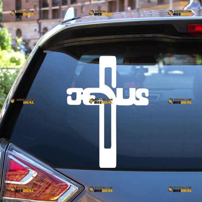 Jesus Cross Sticker Decal Vinyl, God Christ – For Car Truck Bumper Bike Laptop – Custom, Choose Size Color – Die Cut No Background 62931412