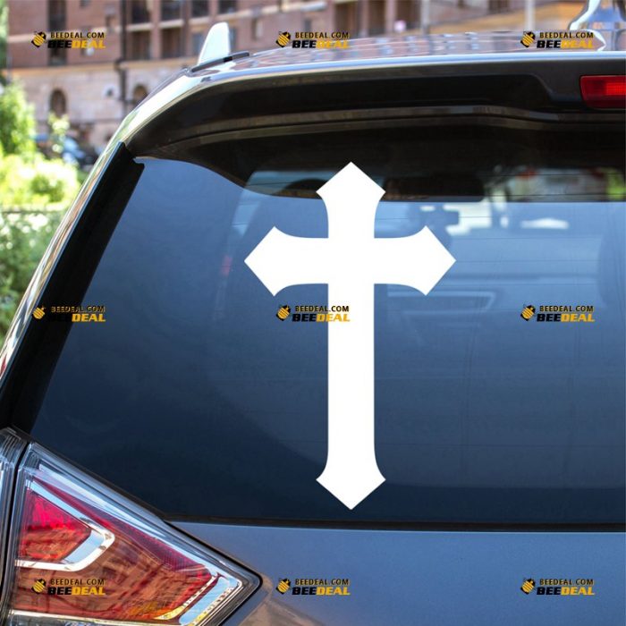 Jesus Cross Sticker Decal Vinyl, God Christ – For Car Truck Bumper Bike Laptop – Custom, Choose Size Color – Die Cut No Background 62931411