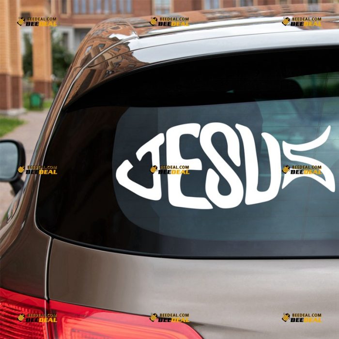 Jesus Fish Sticker Decal Vinyl, Ichthys, Christ God – For Car Truck Bumper Bike Laptop – Custom, Choose Size Color – Die Cut No Background 62931359