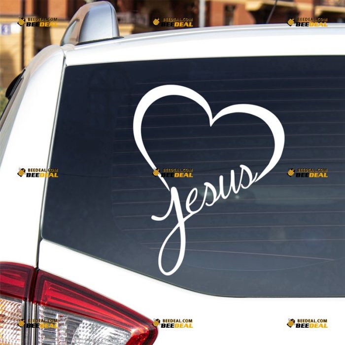 Jesus Sticker Decal Vinyl, Heart Love, God Christ – For Car Truck Bumper Bike Laptop – Custom, Choose Size Color – Die Cut No Background 62931400