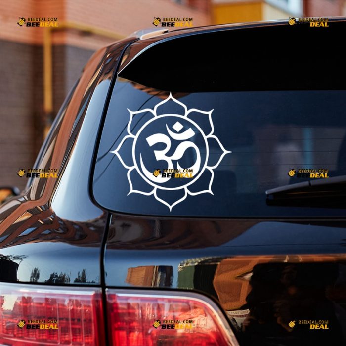 Om Sticker Decal Vinyl, Aum Ohm, Buddha Lotus, Yoga Hindu – For Car Truck Bumper Bike Laptop – Custom, Choose Size Color – Die Cut No Background 62931403