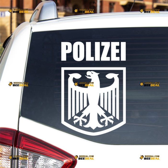 German Polizei Sticker Decal Vinyl, Bundesadler, Germany Eagle, Coat of Arms of Deutschland – For Car Truck Bumper Bike Laptop – Custom, Choose Size Color – Die Cut No Background 7231601