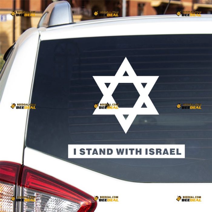 I Stand With Israel Sticker Decal Vinyl, Support Israel, Israeli Star of David – For Car Truck Bumper Bike Laptop – Custom, Choose Size Color – Die Cut No Background 7232346