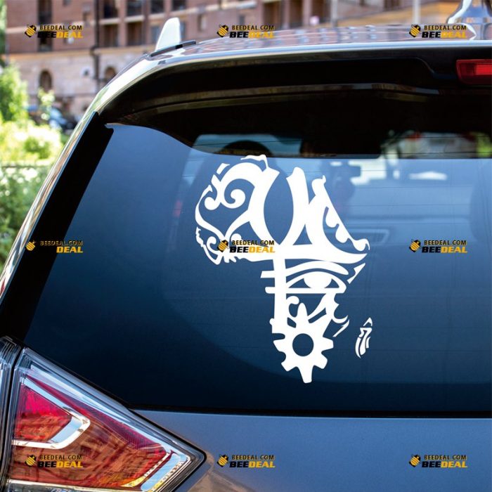 African Tribal Sticker Decal Vinyl, Africa Art, Map Outline – For Car Truck Bumper Bike Laptop – Custom, Choose Size Color – Die Cut No Background