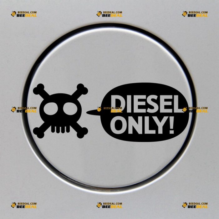 Diesel Only Sticker Decal Vinyl, Fuel Door Cap Gas Reminder, Skull – For Car Truck Van SUV – Custom, Choose Size Color – Die Cut No Background 62930956