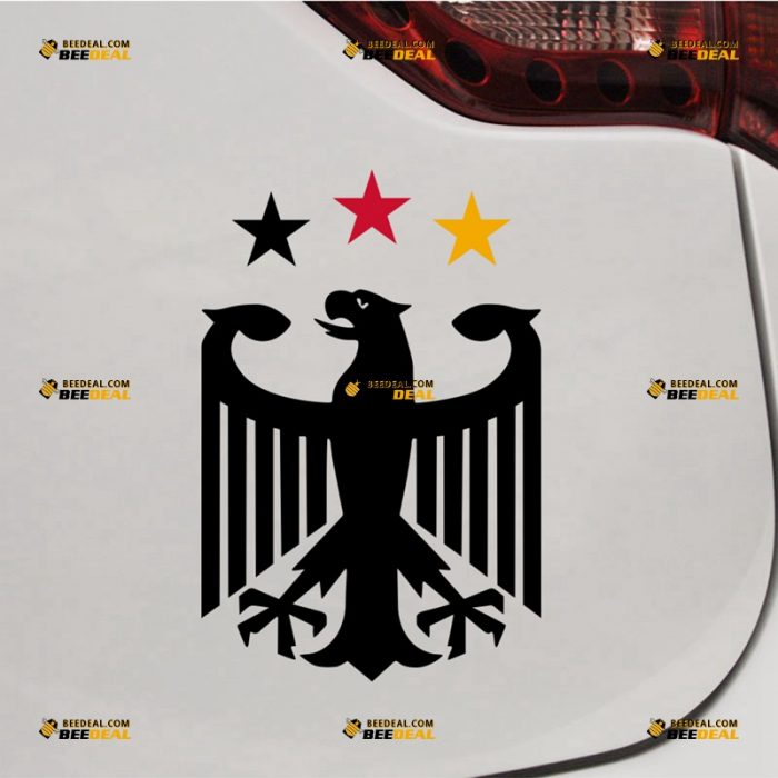 German Eagle Sticker Decal Vinyl, Coat Of Arms of Germany, Flag Color Stars – For Car Truck Bumper Bike Laptop – Custom, Choose Size Color – Die Cut No Background 62930914