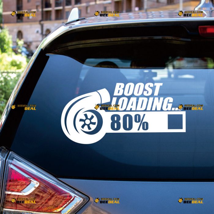 Turbo Sticker Decal Vinyl, Funny Boost Loading 80%, Charging Please Wait – Custom, Choose Size Color – For Car Truck RV Vehicles – Die Cut No Background