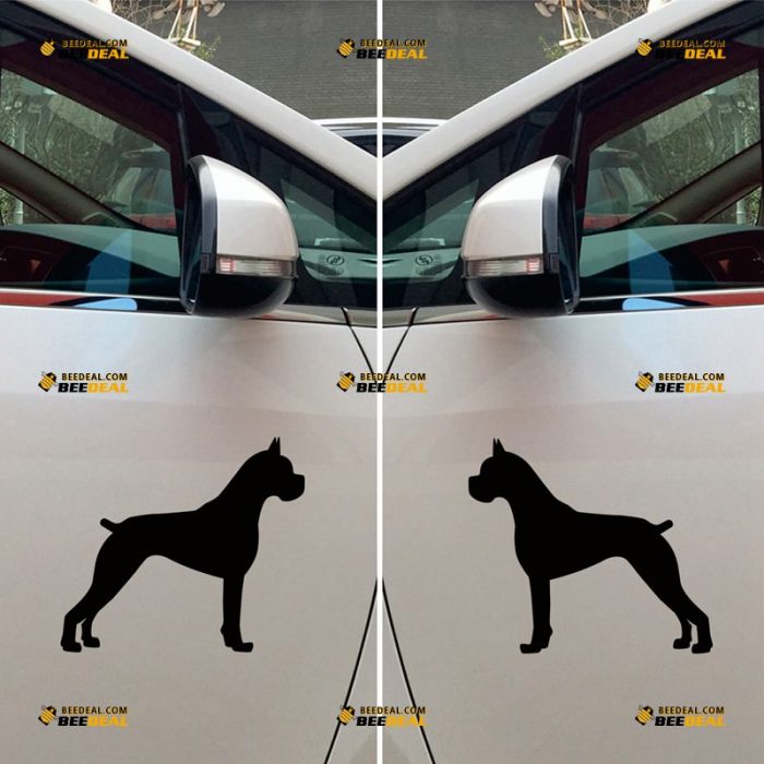 Boxer Dog Sticker Decal Vinyl – Mirror Images Reversed – Custom Choose Size Color – For Car Laptop Window Boat – Die Cut No Background 062631216