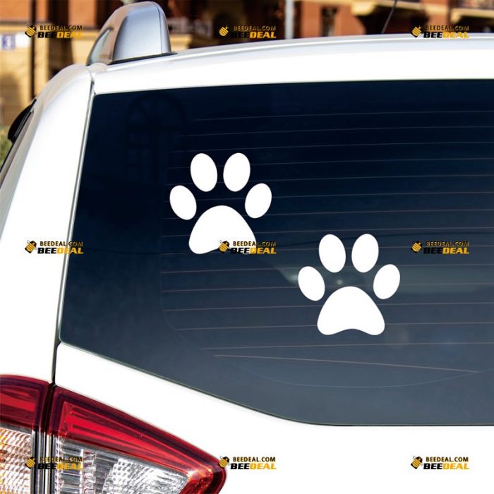 Cat Paw Print Sticker Decal Vinyl, Footprint, Pair – Custom Choose Size Color – For Car Laptop Window Boat – Die Cut No Background 062631952