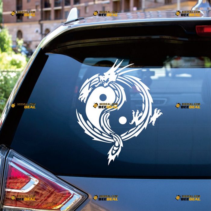 Chinese Dragon Sticker Decal Vinyl, Yin Yang, Oriental Dragon, Tao – For Car Truck Bumper Bike Laptop – Custom, Choose Size Color – Die Cut No Background 062831533