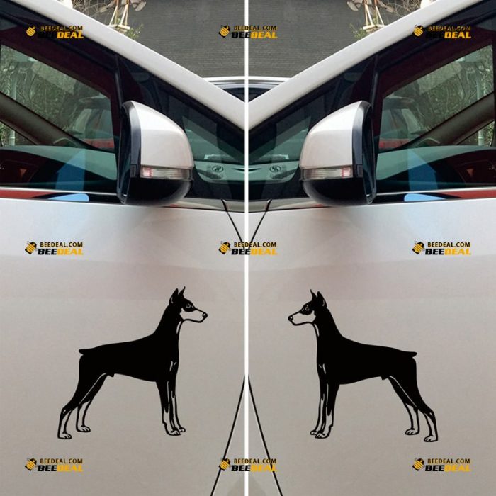 Doberman Pinscher Dog Sticker Decal Vinyl – Mirror Images Reversed – Custom Choose Size Color – For Car Laptop Window Boat – Die Cut No Background 062632025