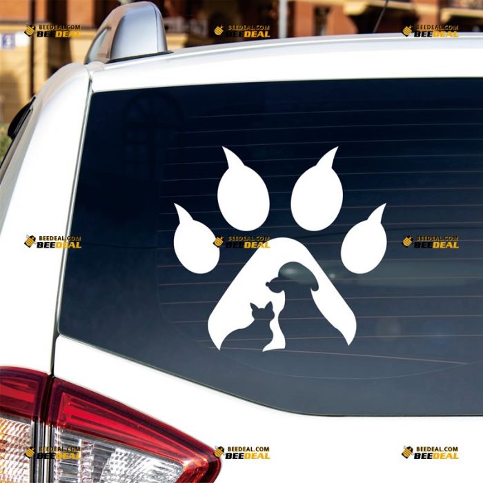 Paw Print Sticker Decal Vinyl, Dog Cat Pets – Custom Choose Size Color – For Car Laptop Window Boat – Die Cut No Background 062631215