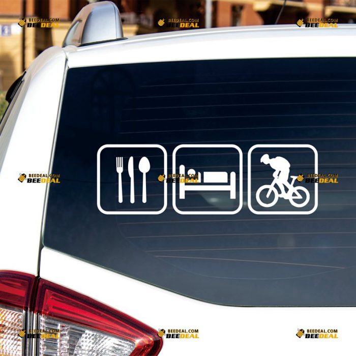 Cycling Sticker Decal Vinyl, Funny Eat Sleep Bicycle, Love – For Car Truck Bumper Bike Laptop – Custom, Choose Size Color – Die Cut No Background 062831508