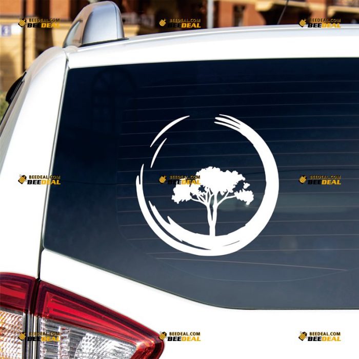 Enso Sticker Decal Vinyl, Circle Tree, Buddhism Zen, Yoga – Custom, Choose Size Color – For Car Laptop Window Boat – Die Cut No Background 062632300