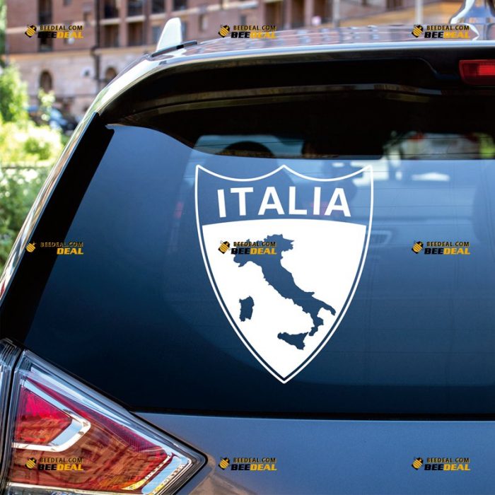 Italy Sticker Decal Vinyl, Italian Map Outline, Shield, Italia – Custom, Choose Size Color – For Car Laptop Window Boat – Die Cut No Background 062831401