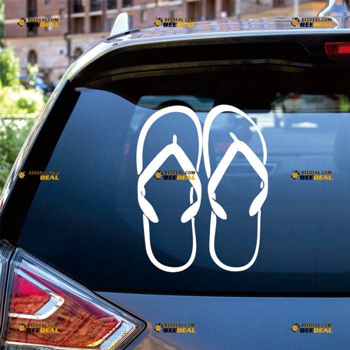 Flip Flops Sticker Decal Vinyl, Hawaii, Beach Life – Custom, Choose Size Color – For Car Laptop Window Boat – Die Cut No Background 062831455