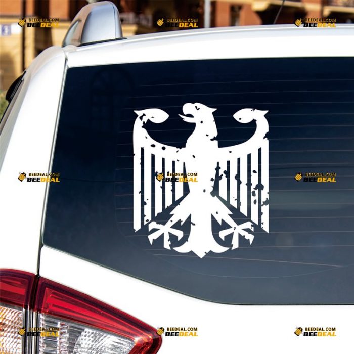 German Eagle Sticker Decal Vinyl, Distressed Tattered, Coat Of Arms of Germany Deutschland – Custom, Choose Size Color – For Car Laptop Window Boat – Die Cut No Background 062632258