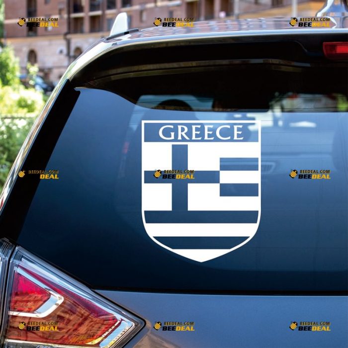 Greece Sticker Decal Vinyl, Greek Flag, Shield – Custom, Choose Size Color – For Car Laptop Window Boat – Die Cut No Background 062632255