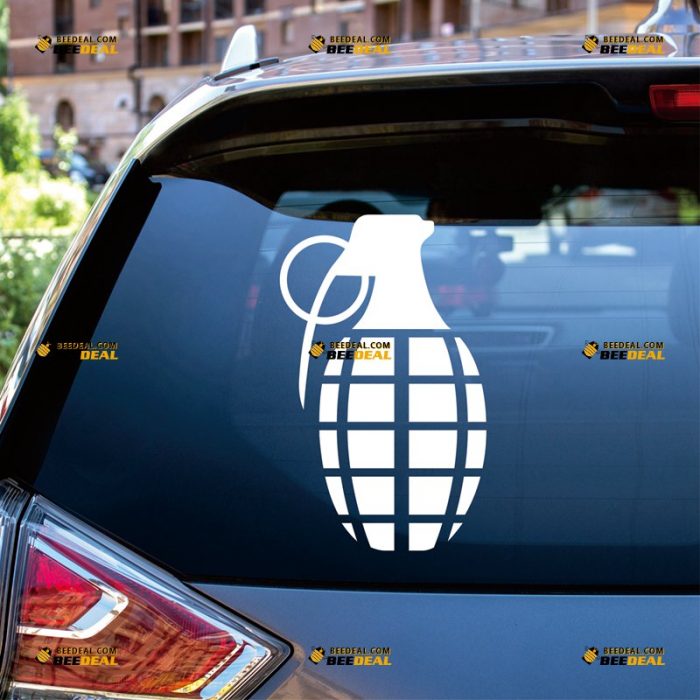 Hand Grenade Sticker Decal Vinyl, Outline – Custom, Choose Size Color – For Car Laptop Window Boat – Die Cut No Background 062830947