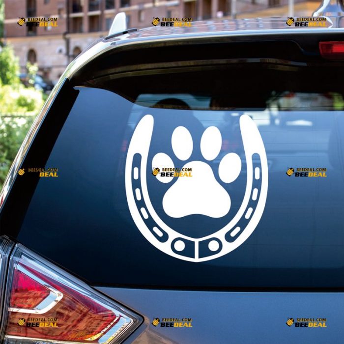 Horseshoes Sticker Decal Vinyl, Horse Dog Friendship, Paw Print Footprint – Custom Choose Size Color – For Car Laptop Window Boat – Die Cut No Background 062632019