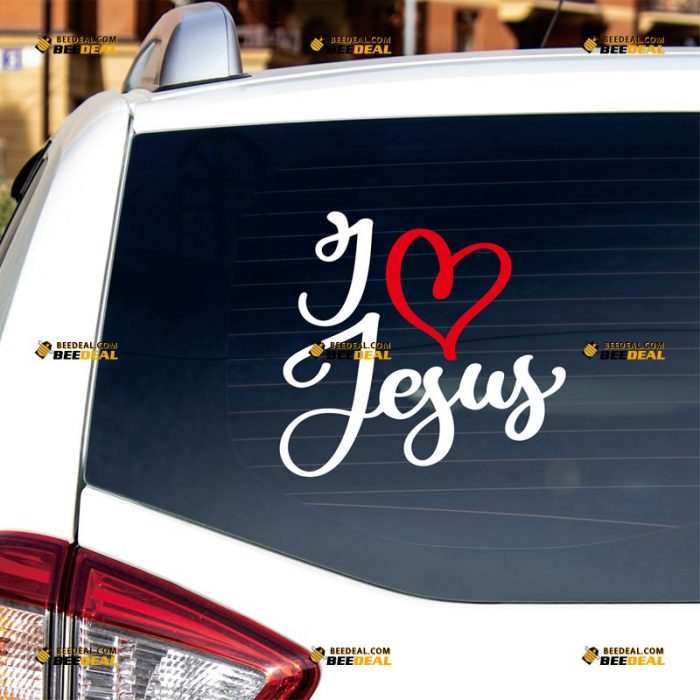 Love Jesus Sticker Decal Vinyl, Heart, Christian, God – Custom Choose Size Color – For Car Laptop Window Boat – Die Cut No Background 062631045