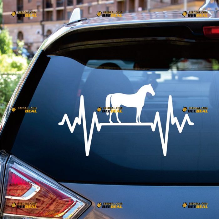 Horse Sticker Decal Vinyl, I Love My Horse, Heart Beat – Custom Choose Size Color – For Car Laptop Window Boat – Die Cut No Background 062631718