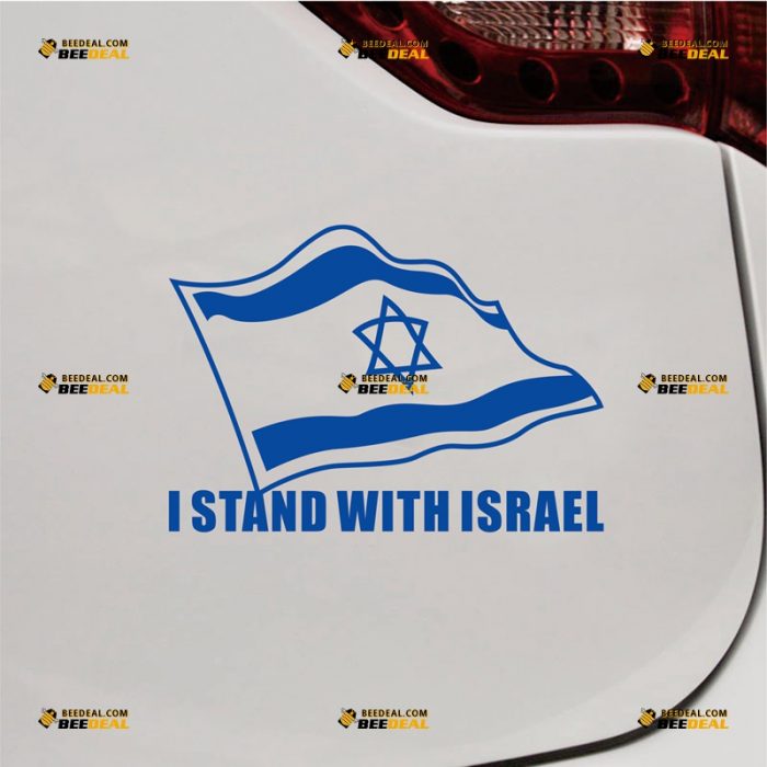 I Stand With Israel Sticker Decal Vinyl, Support, Israeli Flag – Custom, Choose Size Color – For Car Laptop Window Boat – Die Cut No Background 062831344