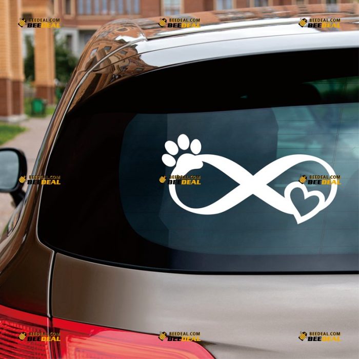 Infinity Sticker Decal Vinyl, Paw Print, Love My Dog Cat Pet – Custom, Choose Size Color – For Car Laptop Window Boat – Die Cut No Background 062830944