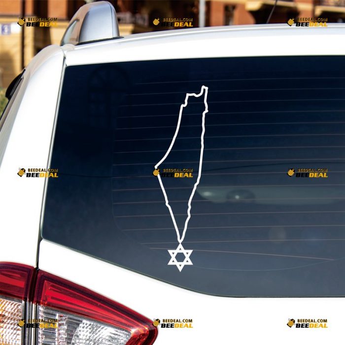 Israel Sticker Decal Vinyl, Israeli Map Outline, Star Of David – Custom, Choose Size Color – For Car Laptop Window Boat – Die Cut No Background 062830936