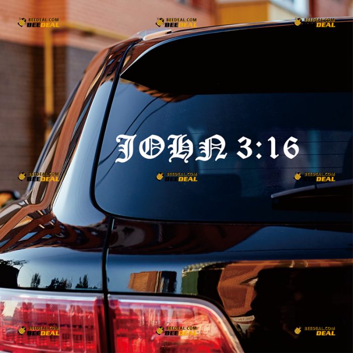 John 3:16 Sticker Decal Vinyl, Jesus Bible, God Christ, Select Custom Size Color, Die Cut No Background, For Car Boat Laptop 062731524