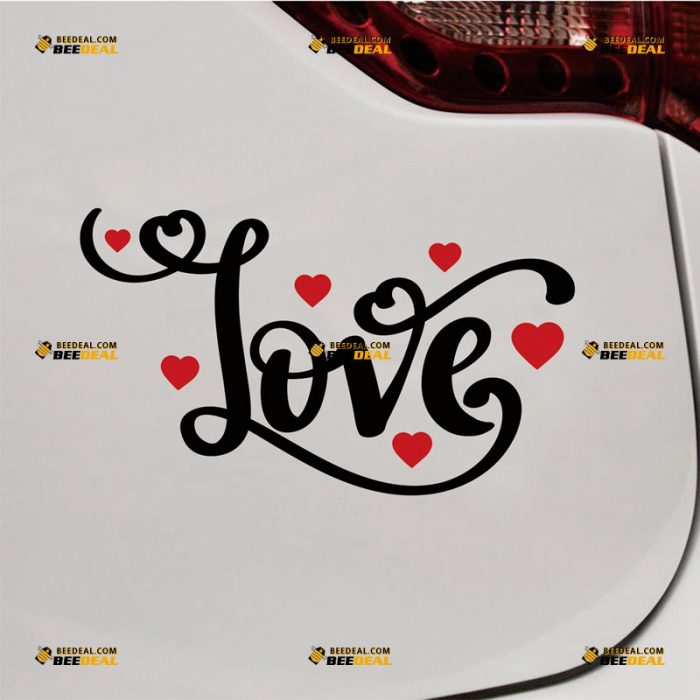 Love Sticker Decal Vinyl, Lettering, Hearts – Custom Choose Size Color – For Car Laptop Window Boat – Die Cut No Background 062630939