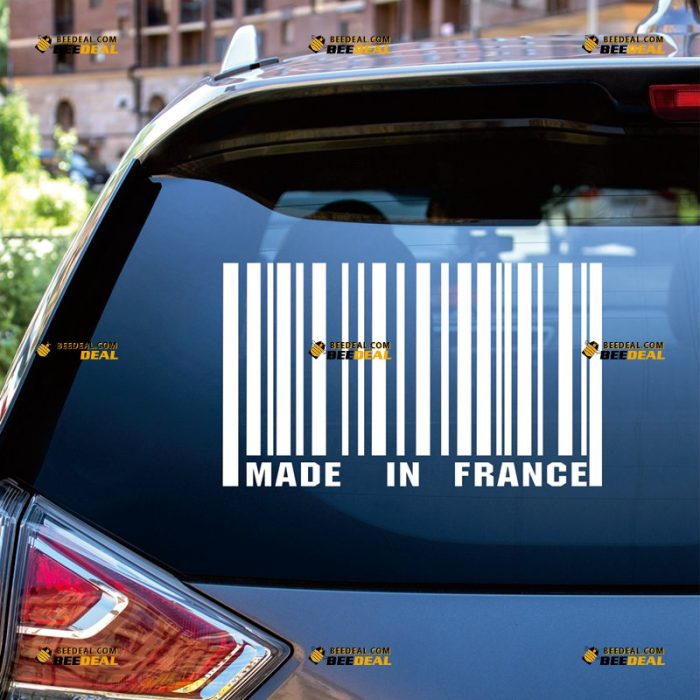 Made in France Sticker Decal Vinyl, French Funny UPC Barcode, Fit For Peugeot Citroen Renault Car Truck – Custom, Choose Size Color – Die Cut No Background 062831354