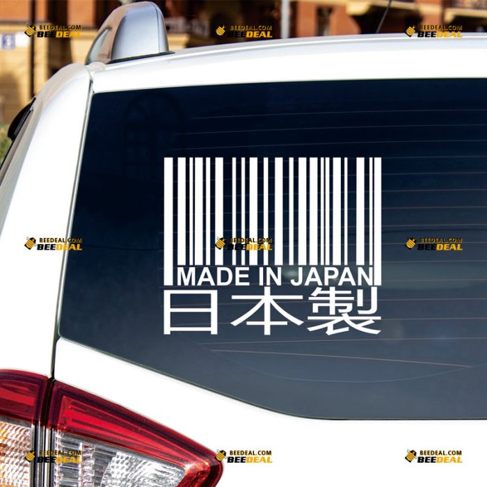 Made In Japan Sticker Decal Vinyl, Funny UPC Barcode, JDM, Chinese Kanji Symbol – Custom, Choose Size Color – For Car Truck – Die Cut No Background 062731352