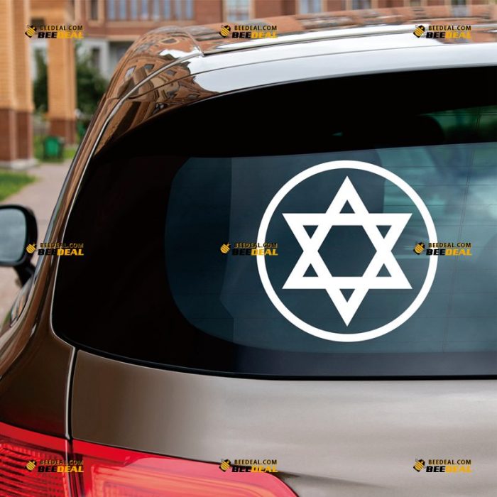 Star of David Sticker Decal Vinyl, Magen, Israel Jew, Circle – Custom, Choose Size Color – For Car Laptop Window Boat – Die Cut No Background 062731253