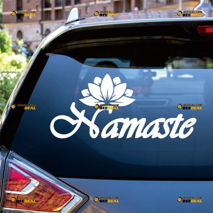 Namaste Sticker Decal Vinyl, Yoga Lotus, Nepal India, Meditation – Custom, Choose Size Color – For Car Laptop Window Boat – Die Cut No Background 062731624