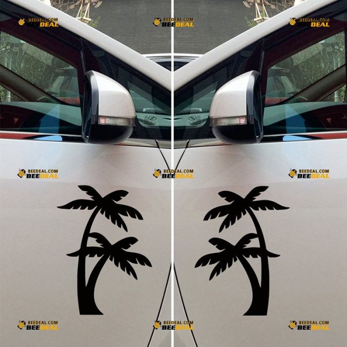 Palm Tree Sticker Decal Vinyl, Hawaii Beach Life – Pair Mirror Images Reversed – Custom, Choose Size Color – For Car Laptop Window Boat – Die Cut No Background 062831240