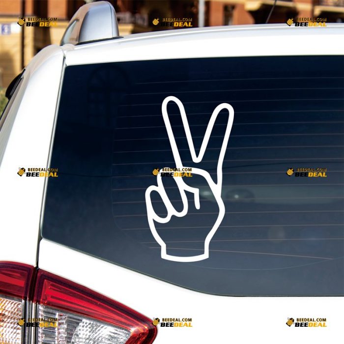 Peace Hand Sticker Decal Vinyl, Outline – Custom, Choose Size Color – For Car Laptop Window Boat – Die Cut No Background 062731619