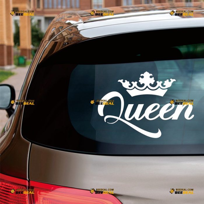 Queen Sticker Decal Vinyl, Crown, Word – Custom, Choose Size Color – For Car Laptop Window Boat – Die Cut No Background 062831242