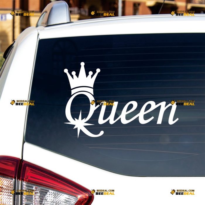 Queen Sticker Decal Vinyl, Crown, Word – Custom, Choose Size Color – For Car Laptop Window Boat – Die Cut No Background 062831232