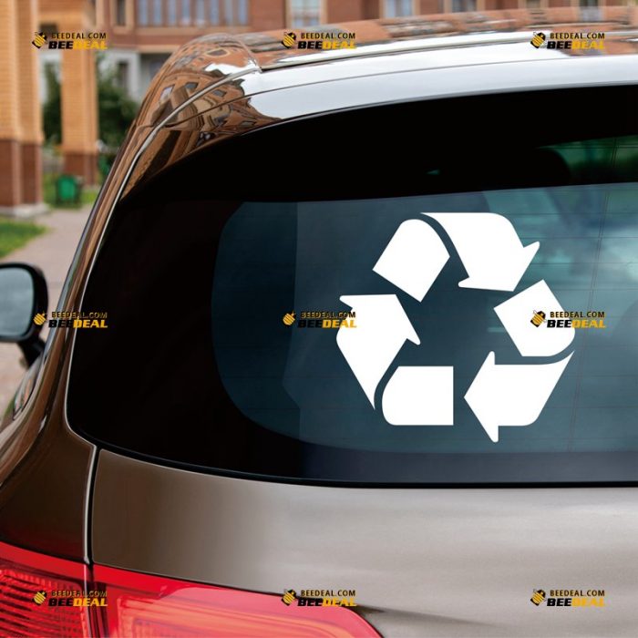 Recycle Sticker Decal Vinyl, Recycling Symbol Sign – For Car Truck Bumper Bike Laptop – Custom, Choose Size Color – Die Cut No Background 062831518