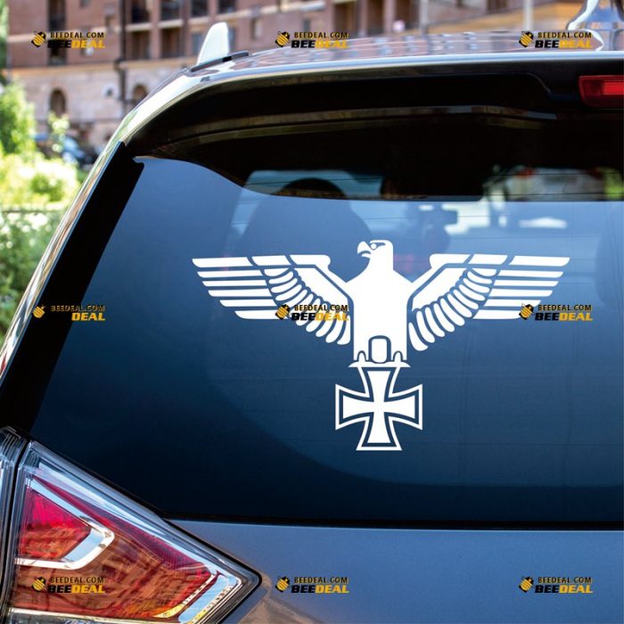 Reichsadler Sticker Decal Vinyl, German Imperial Eagle, Iron Cross, Eisernes Kreuz, Heraldic Eagle – Custom, Choose Size Color – For Car Laptop Window Boat – Die Cut No Background 062831341