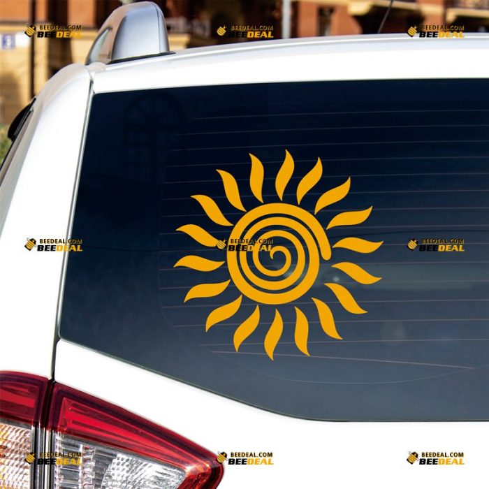 Tribal Sun Sticker Decal Vinyl, Spiral – Custom Choose Size Color – For Car Laptop Window Boat – Die Cut No Background